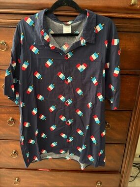 Casual Navy Popscicle Print Button-Down Shirt